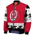 customized atlanta hawks skull emblem red black bomber jacket best selling