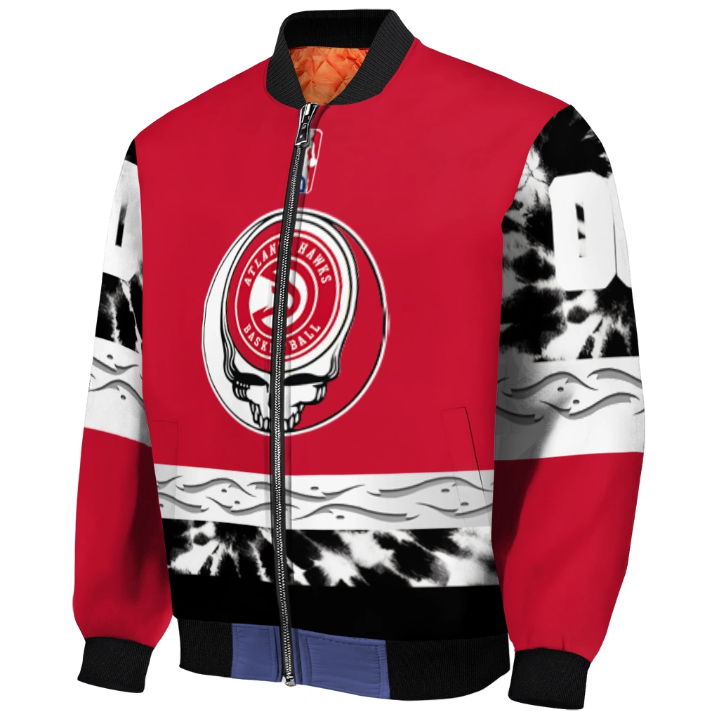 customized atlanta hawks skull emblem red black bomber jacket fashion forward customized atlanta hawks skull emblem red black bomber jacket fashion forward