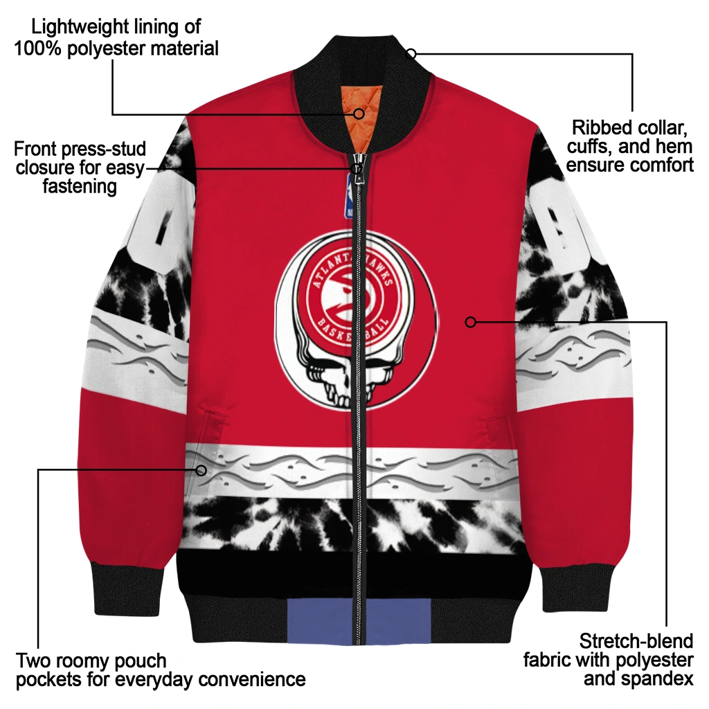 customized atlanta hawks skull emblem red black bomber jacket new arrival customized atlanta hawks skull emblem red black bomber jacket new arrival