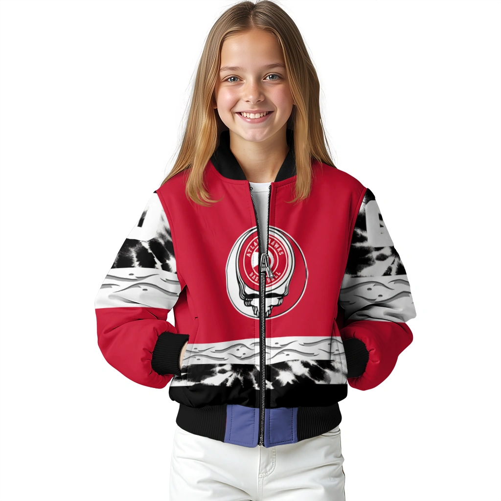 customized atlanta hawks skull emblem red black bomber jacket top rated customized atlanta hawks skull emblem red black bomber jacket top rated