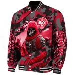 customized atlanta hawks skull horde red varsity jacket best selling