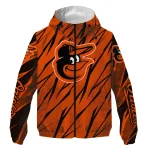 customized baltimore orioles abstract streaks orange windbreaker jacket best selling