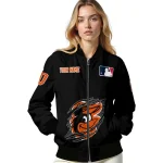customized baltimore orioles claw fragment black bomber jacket best selling