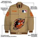 customized baltimore orioles claw swipe beige varsity jacket best selling