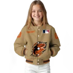 customized baltimore orioles claw swipe beige varsity jacket best selling