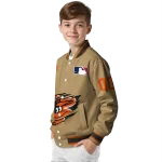 customized baltimore orioles claw swipe beige varsity jacket best selling