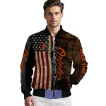 customized baltimore orioles flag wood brown bomber jacket best selling