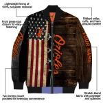 customized baltimore orioles flag wood brown bomber jacket best selling