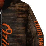 customized baltimore orioles flag wood brown bomber jacket best selling