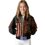 customized baltimore orioles flag wood brown bomber jacket best selling