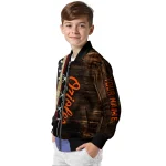 customized baltimore orioles flag wood brown bomber jacket best selling