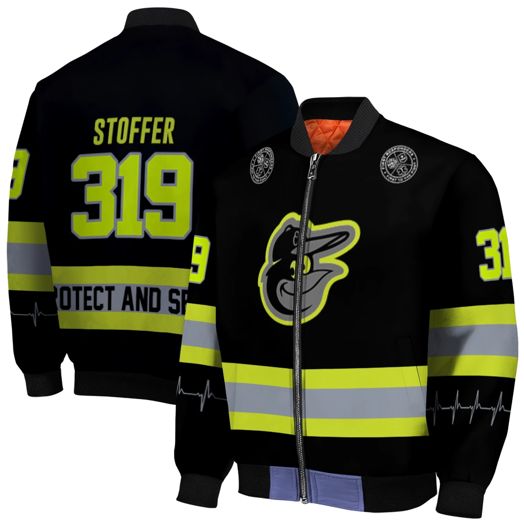 customized baltimore orioles heartbeat accent black green bomber jacket best selling customized baltimore orioles heartbeat accent black green bomber jacket best selling