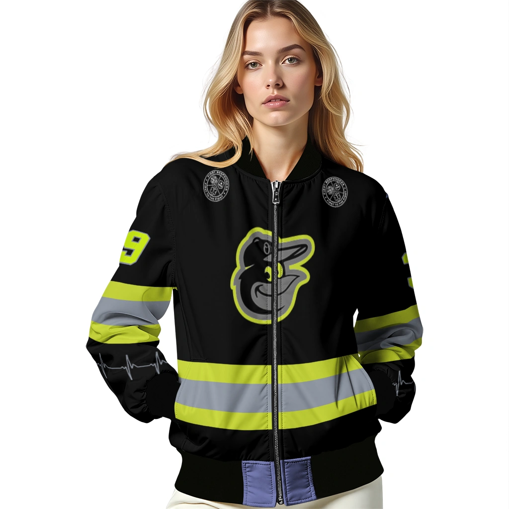 customized baltimore orioles heartbeat accent black green bomber jacket latest model customized baltimore orioles heartbeat accent black green bomber jacket latest model