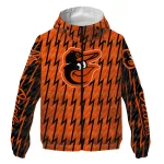 customized baltimore orioles lightning strike grid orange windbreaker jacket best selling