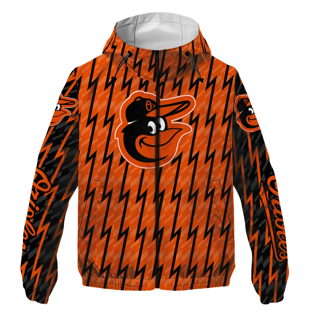 customized baltimore orioles lightning strike grid orange windbreaker jacket best selling customized baltimore orioles lightning strike grid orange windbreaker jacket best selling