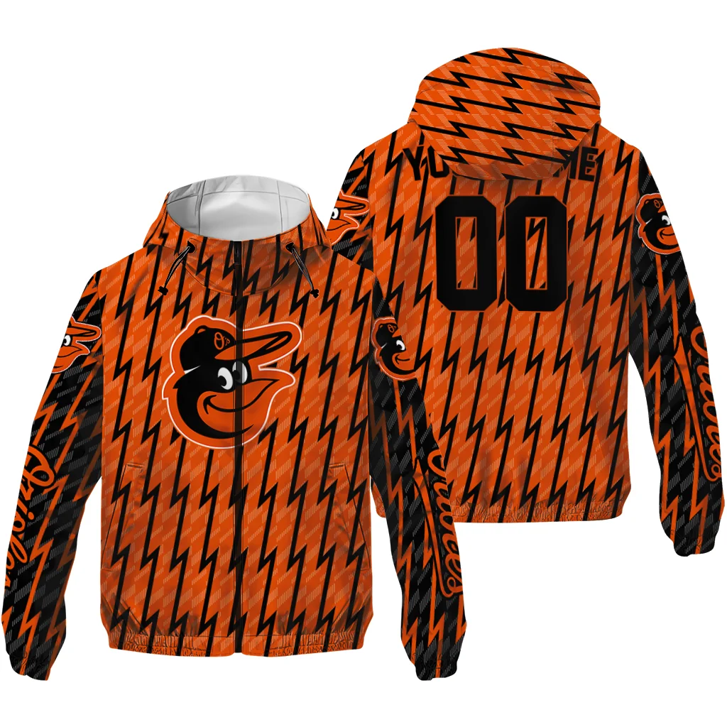 customized baltimore orioles lightning strike grid orange windbreaker jacket high quality customized baltimore orioles lightning strike grid orange windbreaker jacket high quality