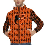 customized baltimore orioles lightning strike grid orange windbreaker jacket best selling