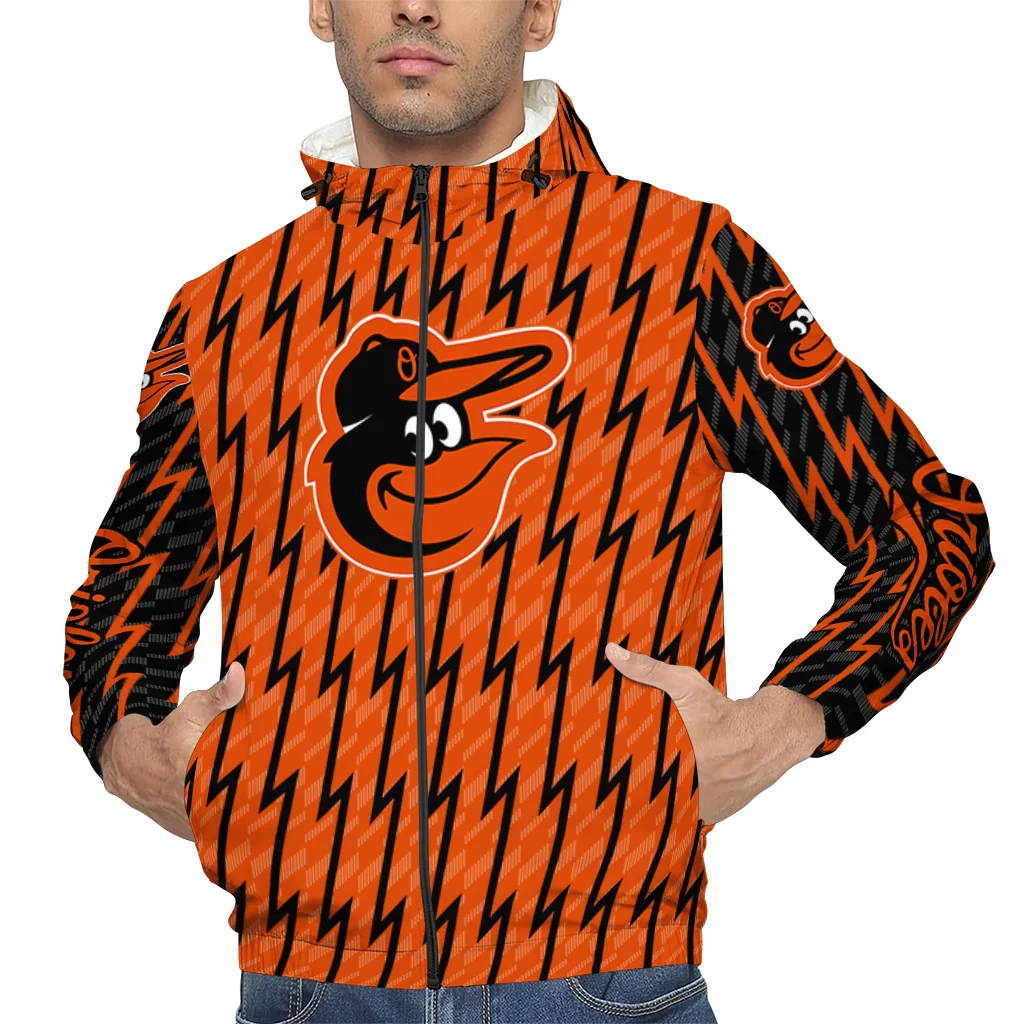 customized baltimore orioles lightning strike grid orange windbreaker jacket top rated customized baltimore orioles lightning strike grid orange windbreaker jacket top rated