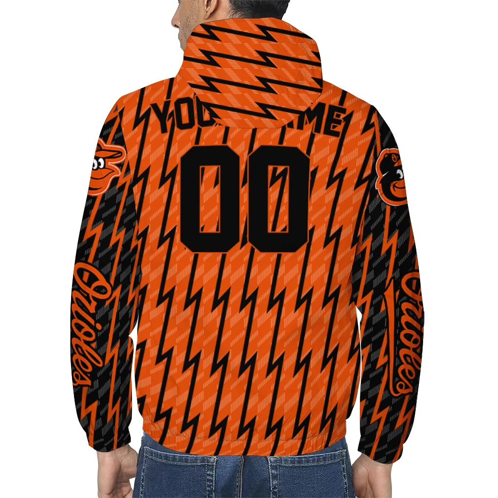 customized baltimore orioles lightning strike grid orange windbreaker jacket trendy customized baltimore orioles lightning strike grid orange windbreaker jacket trendy