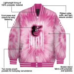 customized baltimore orioles pink tie dye pink varsity jacket best selling