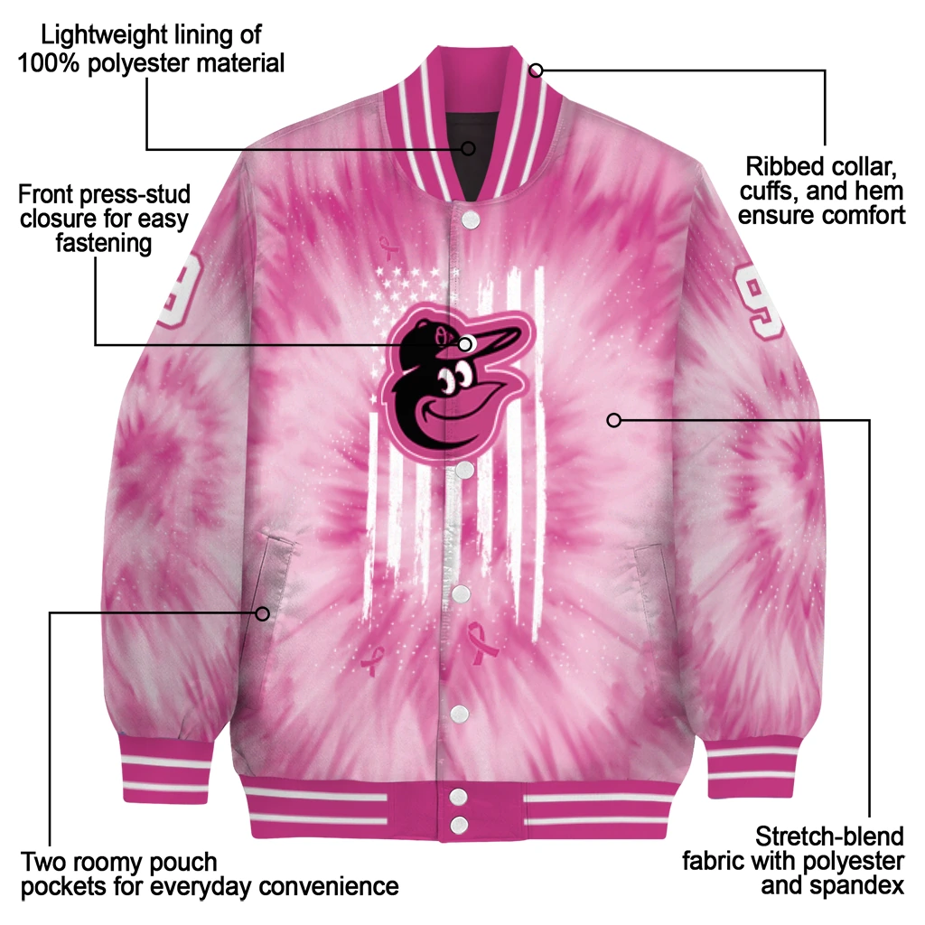 customized baltimore orioles pink tie dye pink varsity jacket new arrival customized baltimore orioles pink tie dye pink varsity jacket new arrival