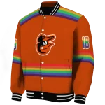customized baltimore orioles rainbow jersey number orange varsity jacket best selling