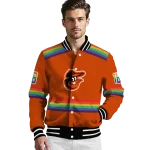 customized baltimore orioles rainbow jersey number orange varsity jacket best selling