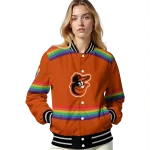 customized baltimore orioles rainbow jersey number orange varsity jacket best selling
