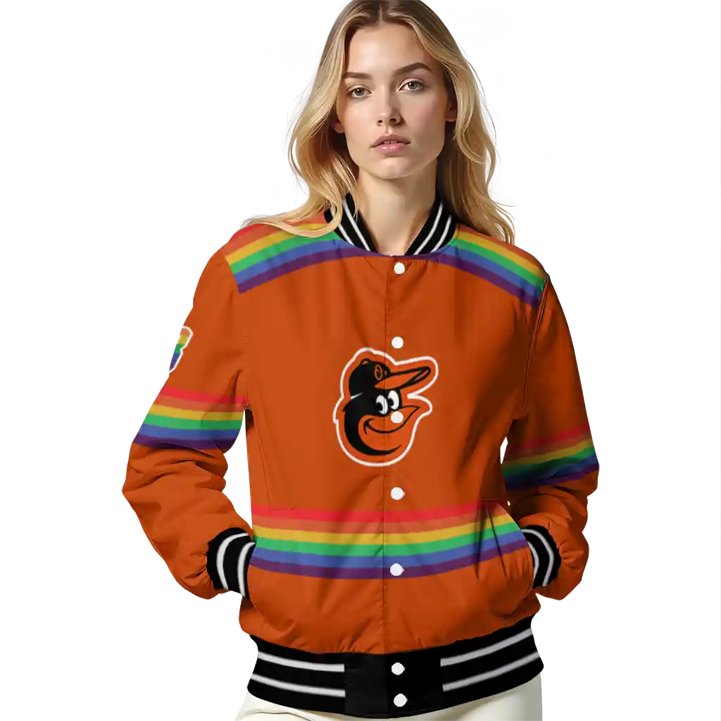 customized baltimore orioles rainbow jersey number orange varsity jacket latest model customized baltimore orioles rainbow jersey number orange varsity jacket latest model