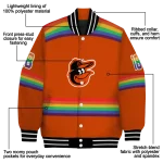 customized baltimore orioles rainbow jersey number orange varsity jacket best selling