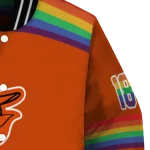 customized baltimore orioles rainbow jersey number orange varsity jacket best selling