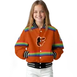 customized baltimore orioles rainbow jersey number orange varsity jacket best selling