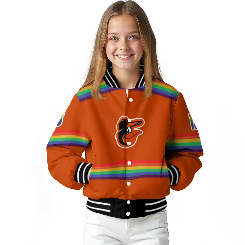 customized baltimore orioles rainbow jersey number orange varsity jacket top rated customized baltimore orioles rainbow jersey number orange varsity jacket top rated
