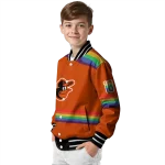 customized baltimore orioles rainbow jersey number orange varsity jacket best selling