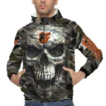 customized baltimore orioles skull camo camouflage windbreaker jacket best selling