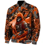 customized baltimore orioles skull horde orange varsity jacket best selling