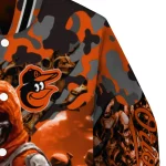 customized baltimore orioles skull horde orange varsity jacket best selling