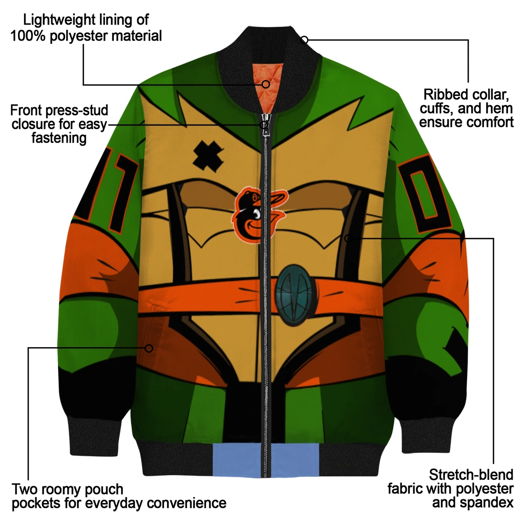 customized baltimore orioles turtle armor bomber jacket new arrival customized baltimore orioles turtle armor bomber jacket new arrival