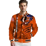 customized baltimore orioles us flag claws orange varsity jacket best selling