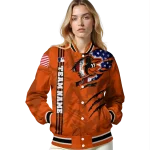 customized baltimore orioles us flag claws orange varsity jacket best selling