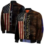 customized baltimore ravens flag wood brown bomber jacket best selling