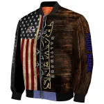 customized baltimore ravens flag wood brown bomber jacket best selling