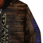 customized baltimore ravens flag wood brown bomber jacket best selling