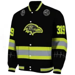 customized baltimore ravens heartbeat accent black green varsity jacket best selling