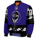 customized baltimore ravens skull center purple black bomber jacket best selling