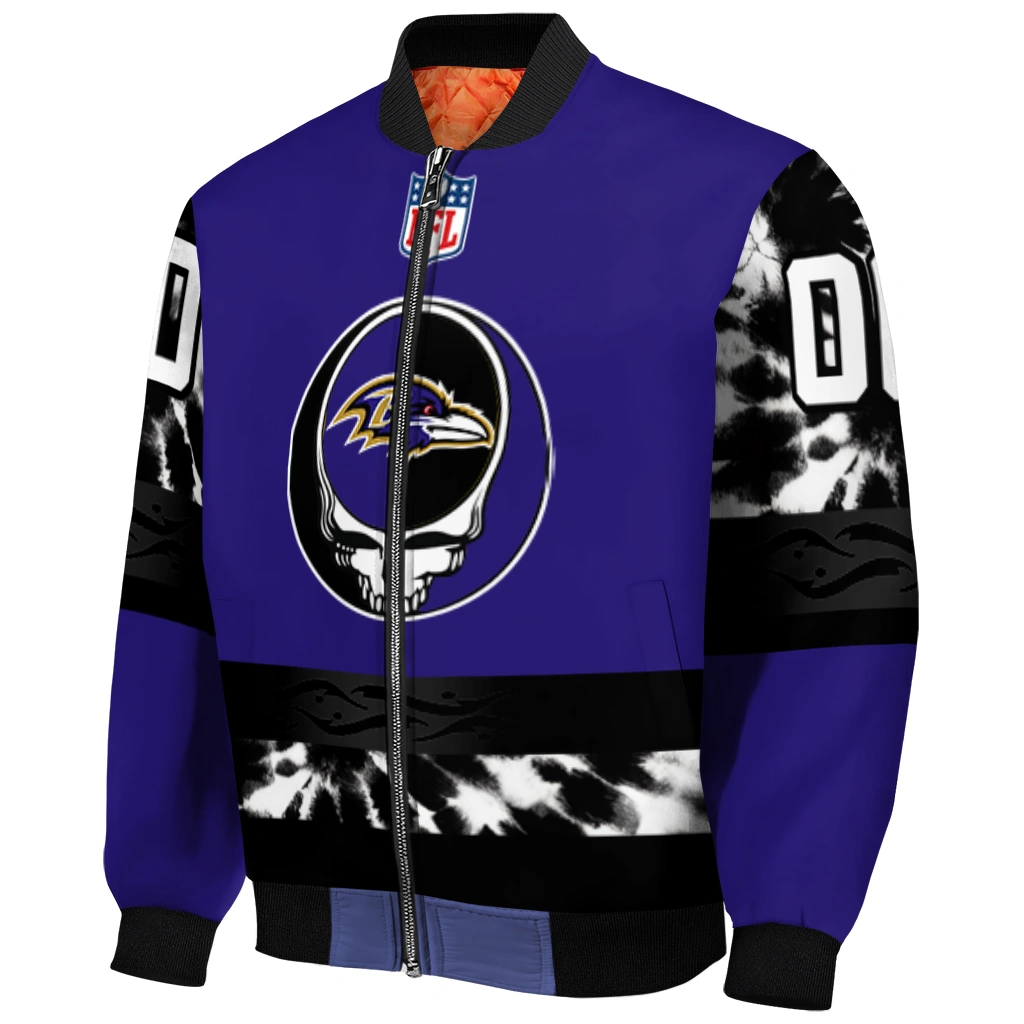 customized baltimore ravens skull center purple black bomber jacket fashion forward customized baltimore ravens skull center purple black bomber jacket fashion forward
