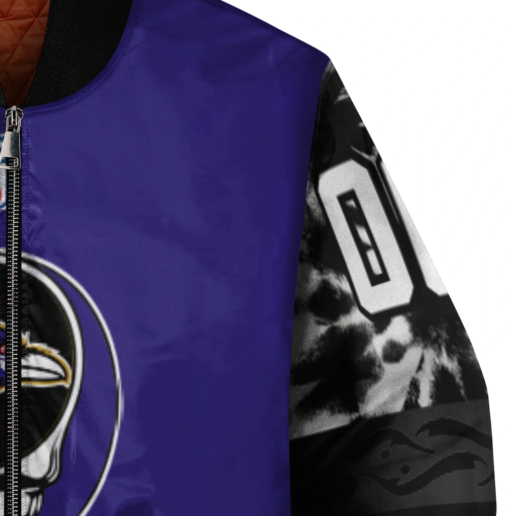 customized baltimore ravens skull center purple black bomber jacket premium grade customized baltimore ravens skull center purple black bomber jacket premium grade