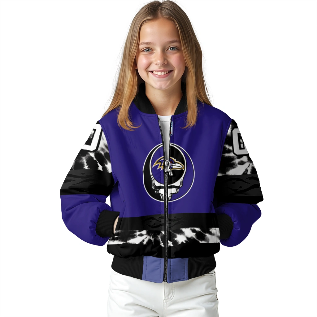 customized baltimore ravens skull center purple black bomber jacket top rated customized baltimore ravens skull center purple black bomber jacket top rated