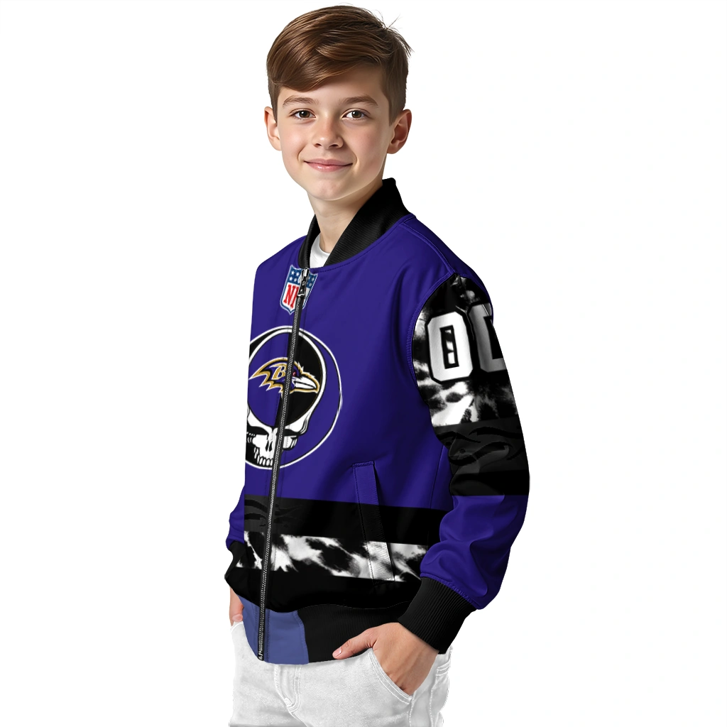 customized baltimore ravens skull center purple black bomber jacket trendy customized baltimore ravens skull center purple black bomber jacket trendy