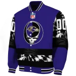 customized baltimore ravens skull center purple black varsity jacket best selling